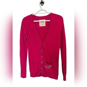 Hollister Pink Cardigan Sweater Y2K Spring Lightweight Layering Size M Girlie